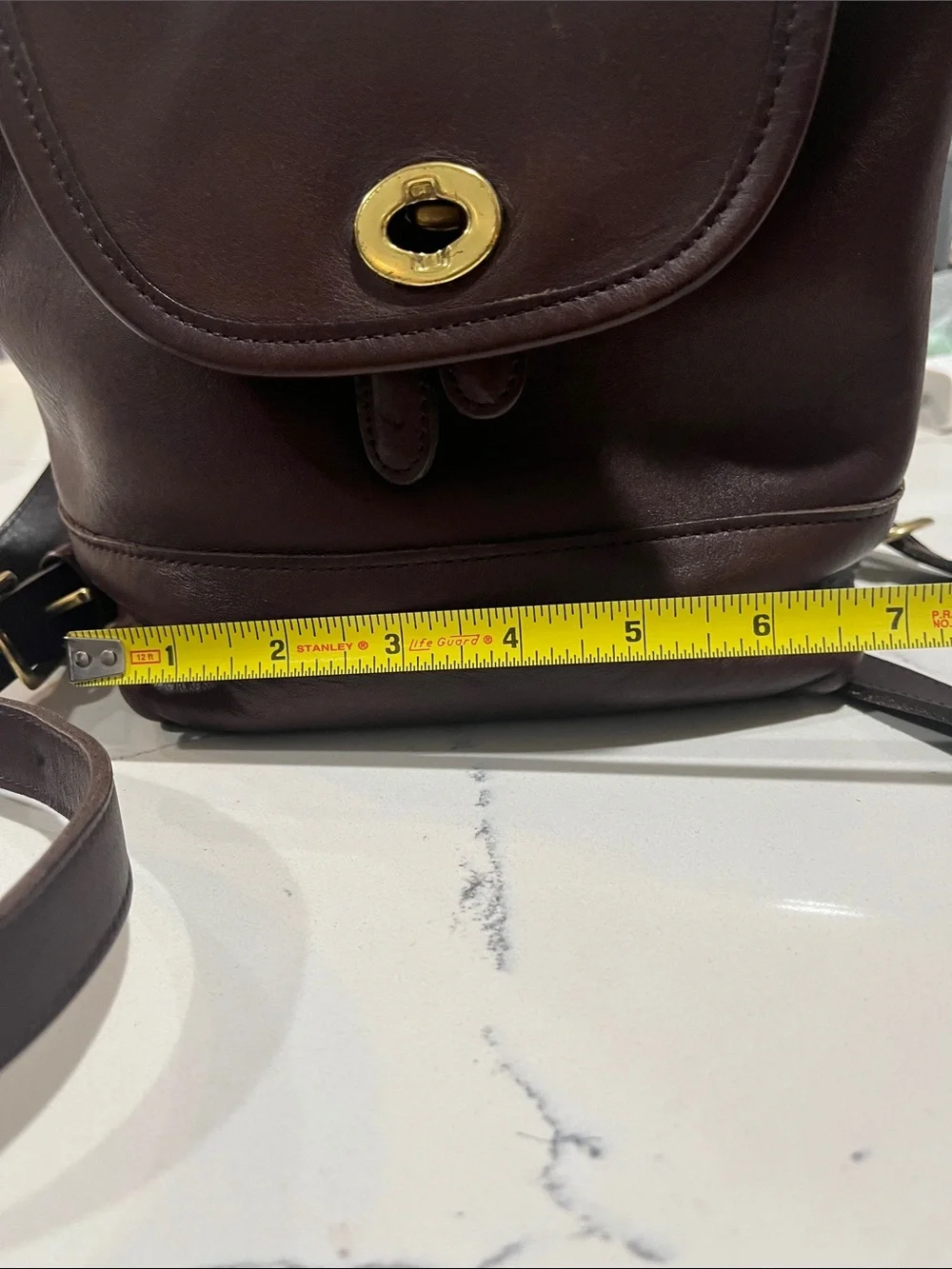 Vintage Coach Brown Leather Bag with Gold Tone Tag